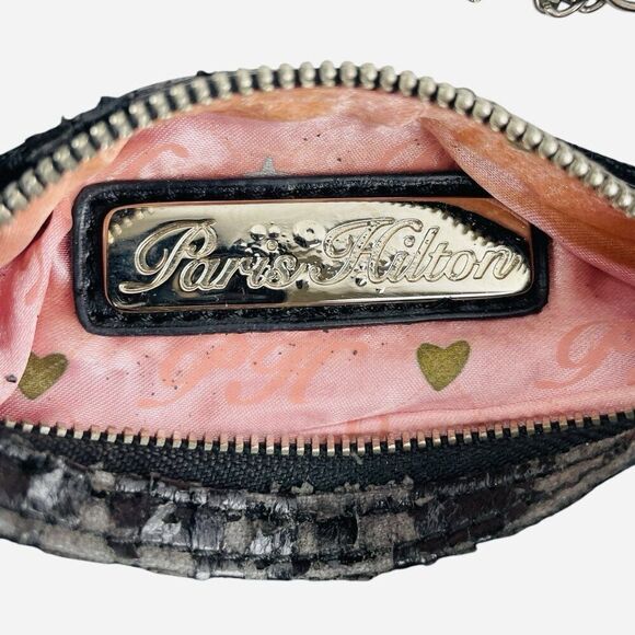 VTG 2000s Black Paris Hilton Chain Strap Mini Bag Purse Charms DISTRESSED WORN - Picture 9 of 16